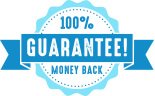blue illustration showing 100% money back guarantee promise from crowdspring